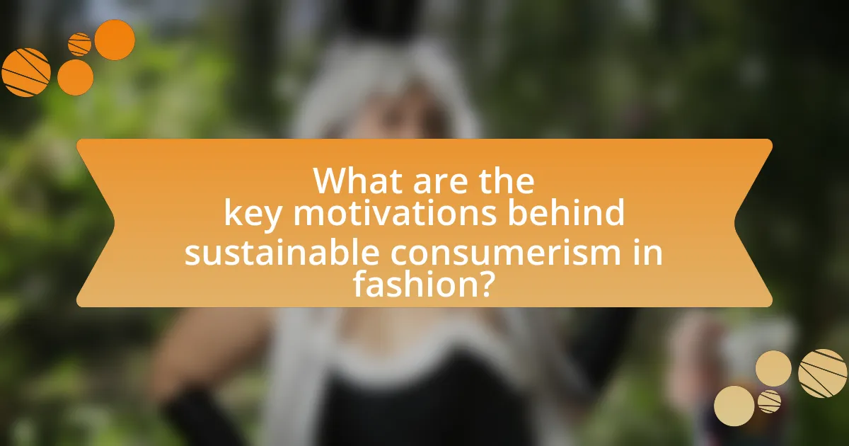 What are the key motivations behind sustainable consumerism in fashion?